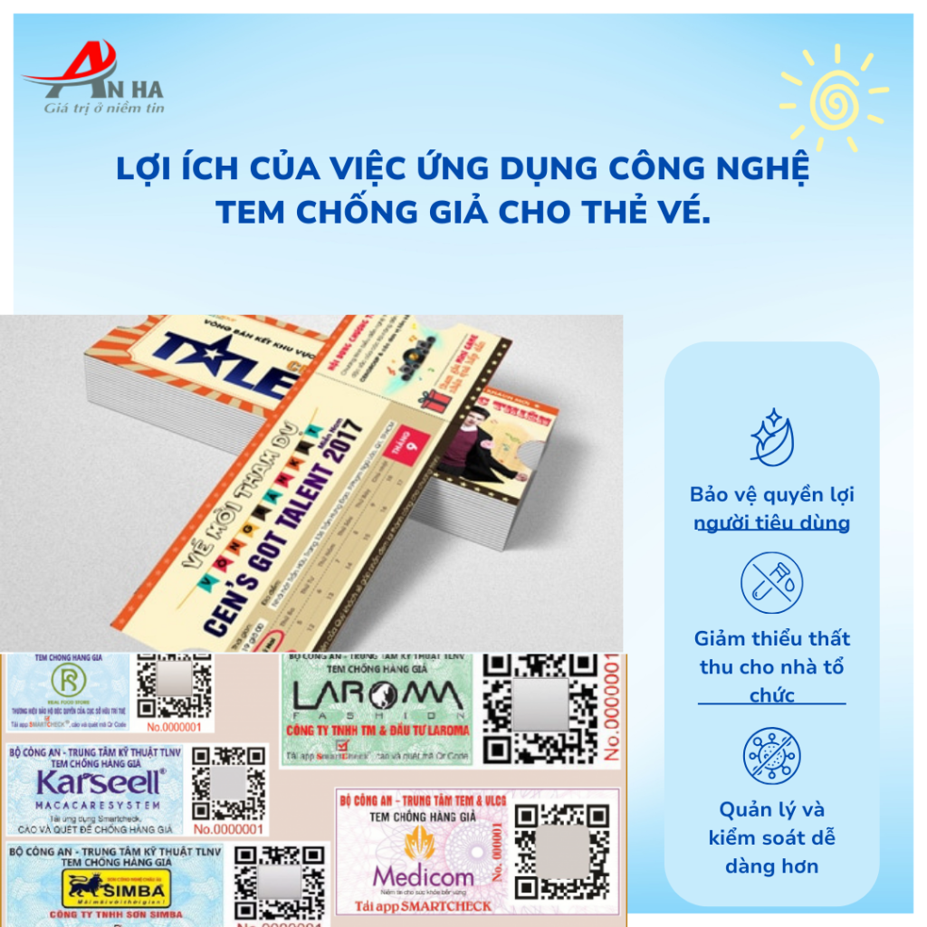 Lợi ích của việc ứng dụng công nghệ tem chống giả cho thẻ vé