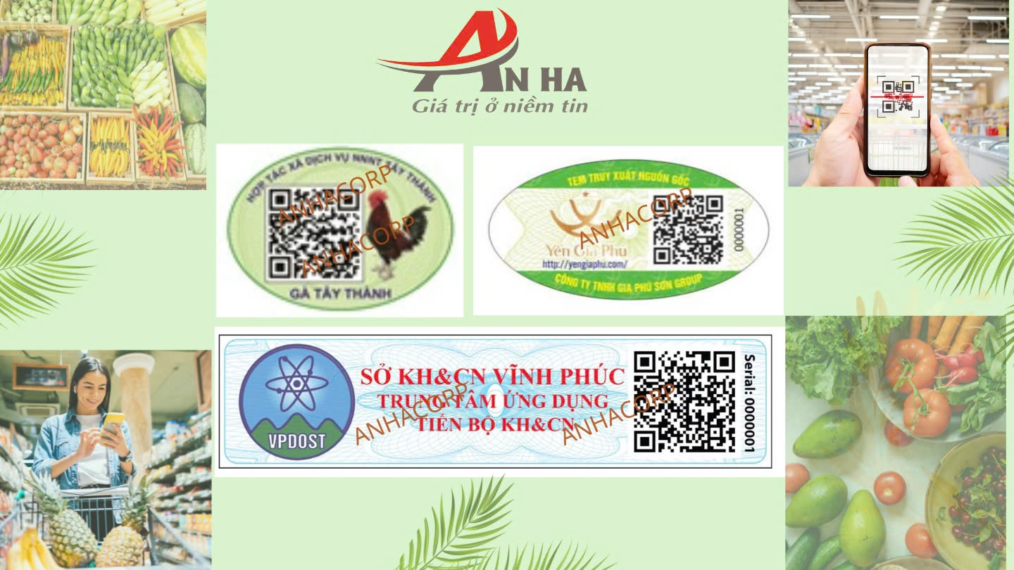 Minh họa mẫu tem truy xuất do An hà phát hành